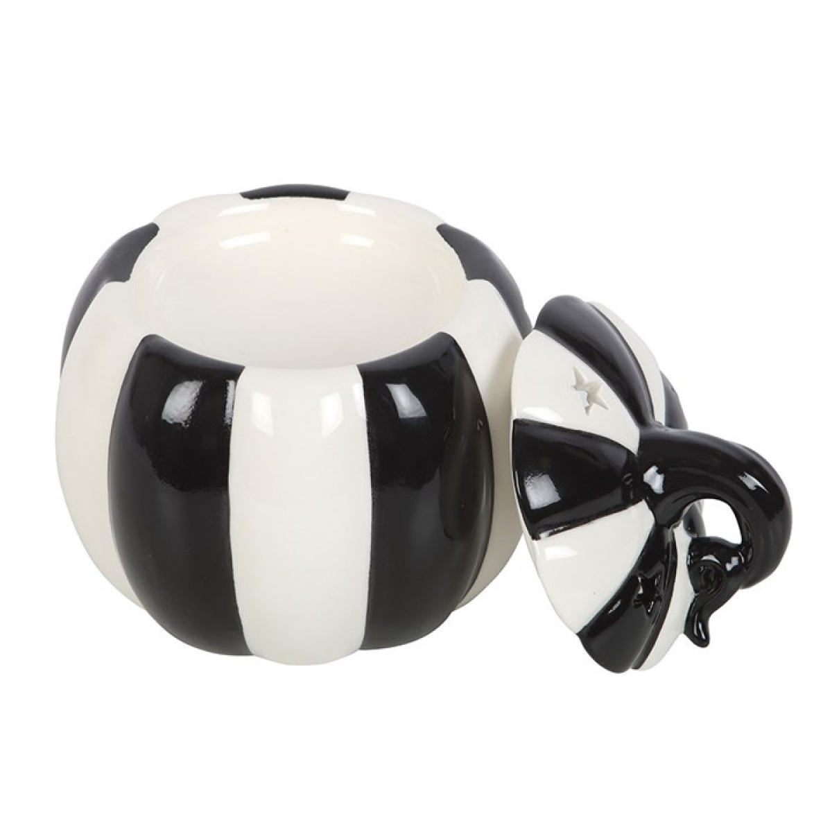 Black and White Striped Pumpkin Wax Warmer