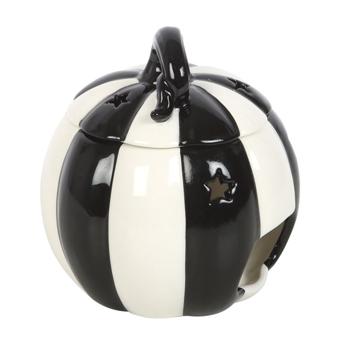 Black and White Striped Pumpkin Wax Warmer