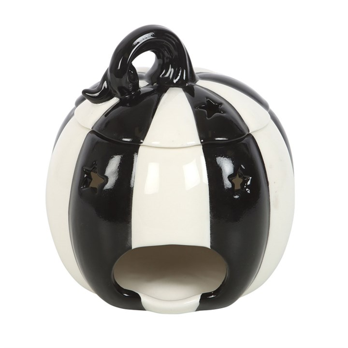 Black and White Striped Pumpkin Wax Warmer